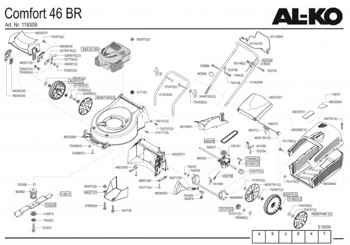 Запчасти к AL-KO Silver 46 BR Comfort BIO COMBI Запчасти к AL-KO Silver 46 BR Comfort BIO COMBI