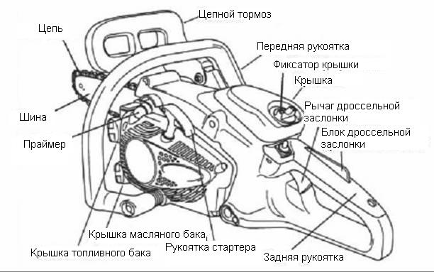 Устройство бензопилы Чемпион